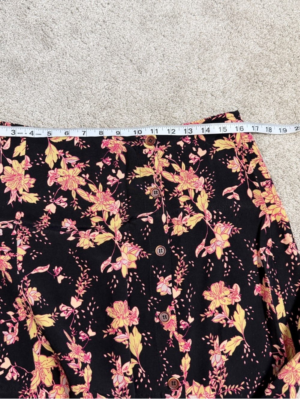Free People Black Floral Midi Skirt with Pink and Yellow Accents - Picture 13 of 14
